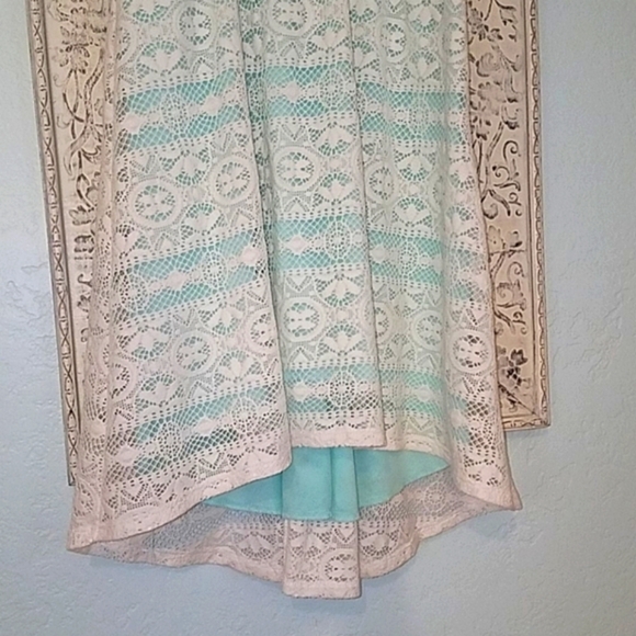 Maurices Beautiful Off-white Lace Turquoise High-low Sundress Cutout XS - Picture 10 of 14
